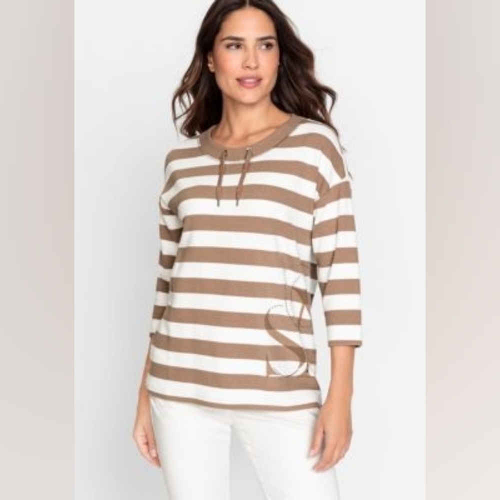 Olsen Women's Cotton Blend 3/4 Sleeve Waffle Knit Jersey Top Size Large US 14